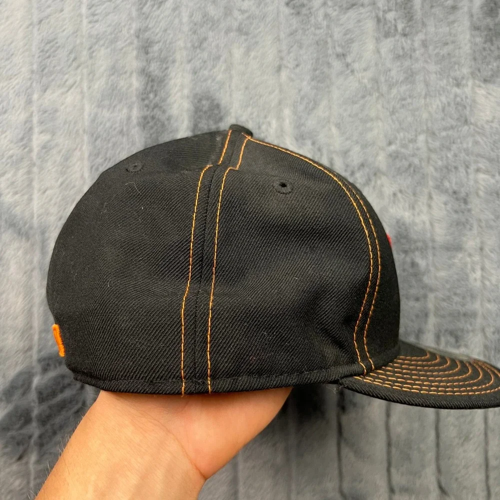 New Era 59FIFTY NY Yankees Hat Black Orange Red Fitted 7 1/2 MLB Baseball Cap